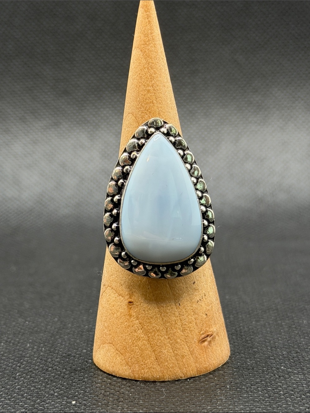 Sterling Silver Teardrop Owyhee Blue Opal Statement Ring Sz 9.5